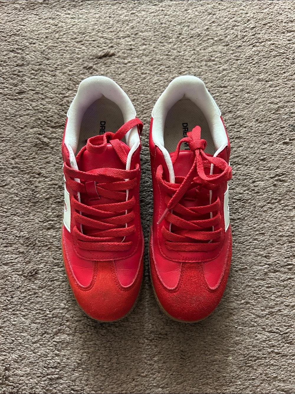 Women’s Dream Pairs Red Lace-Up Casual Sneakers Basic Lightweight Comfy